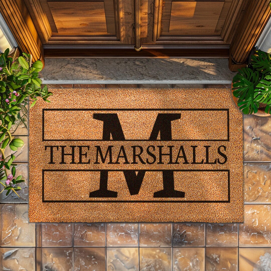 Modern Monogram Decor - Monogram Doormat - Custom Initial Doormat ...