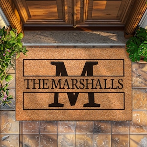 Modern Monogram Decor - Monogram Doormat - Custom Initial Doormat - Personalized Door Mat - Initial Welcome Mat - Custom Family Doormat