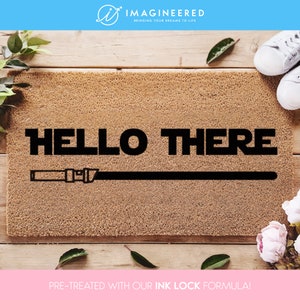 Star Wars Hello There Lightsaber Door Mat - Star Wars Lovers - Starwars Gifts - Personalized Door Mat - Disney Doormat - SW - Gifts For Him image 2