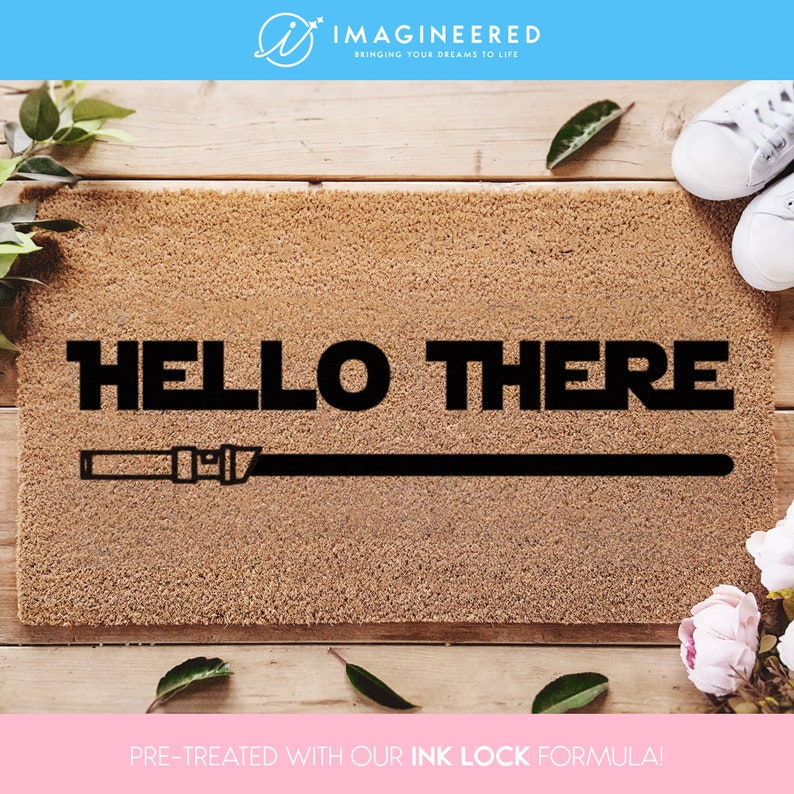 Star Wars Hello There Lightsaber Door Mat - Star Wars Lovers - Starwars Gifts - Personalized Door Mat - Disney Doormat - SW - Gifts For Him image 2