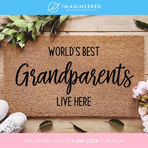 Grandparents Welcome Mat - World&#39;s Best Grandparents Live Here - Personalized Doormat - Grandparent Gift Ideas For Christmas - Family Mat