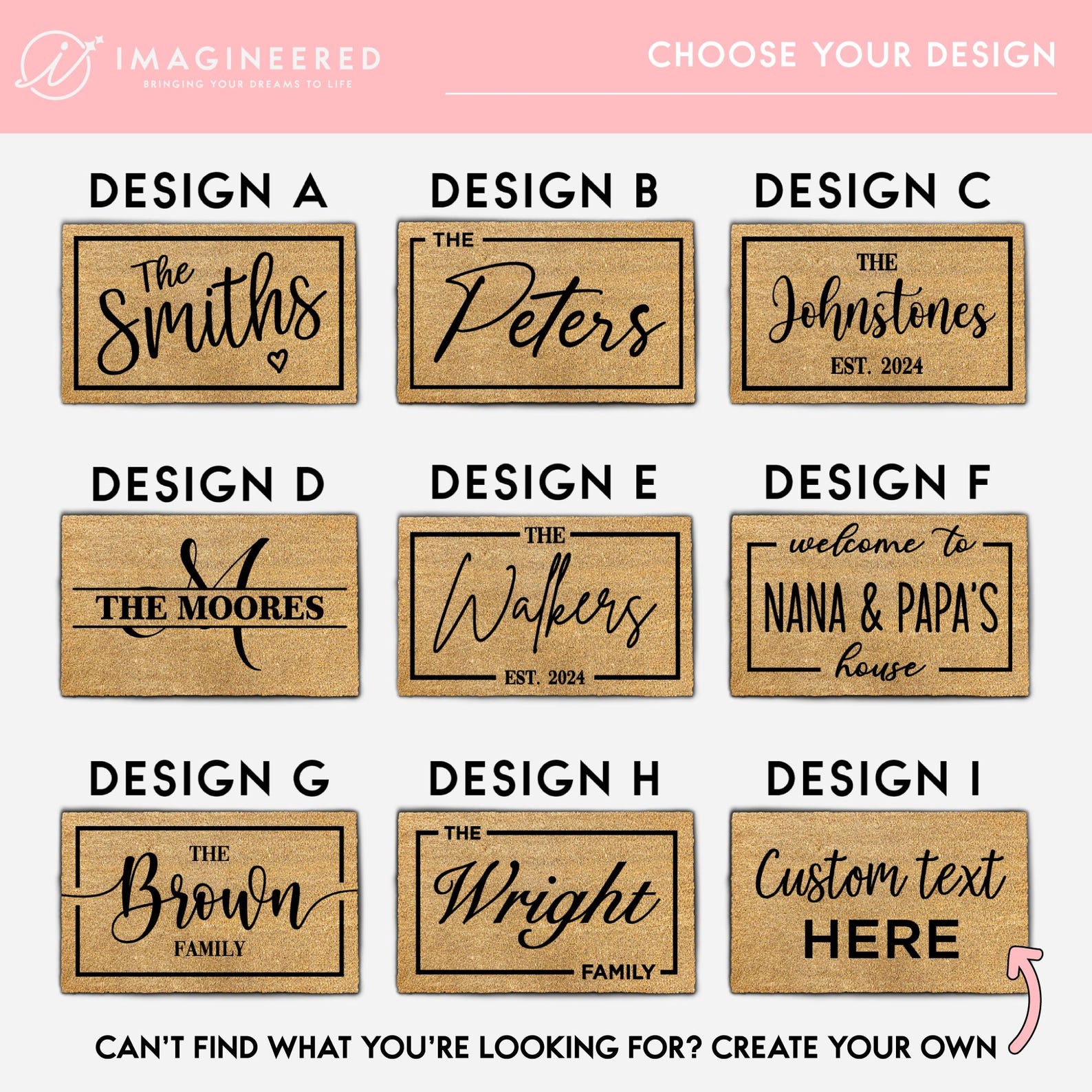 A Personalized Custom Doormat - Personalized Gift - Welcome Door Mat - Established Date Custom Door Mat With Family Name Coir Doormat - 18x30' Regular Price, Design E