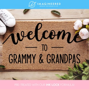 Personalised Welcome Doormat - Welcome To Grammy & Grandpas - New Home Decor - Grandparent Gift - Family Mat - Housewarming Gift