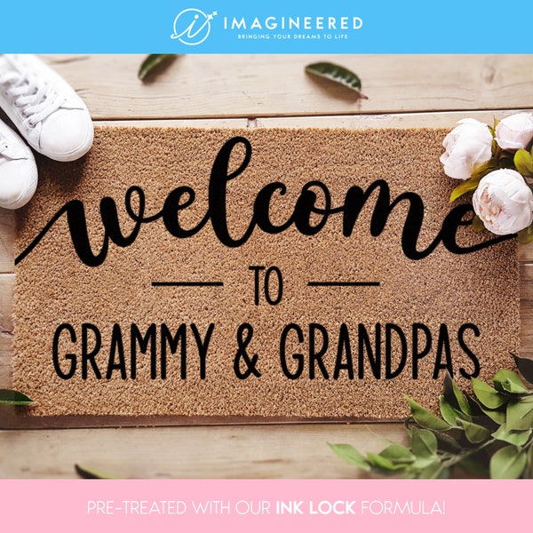 Personalised Welcome Doormat - Welcome To Grammy & Grandpas - New Home Decor - Grandparent Gift - Family Mat - Housewarming Gift