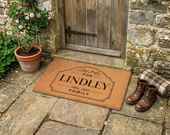 Family Est Year Doormat – Bold Block All-Caps Typography | Personalised Established Date Mat | Anniversary Gift