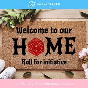 Dungeons & Dragons Welcome Mat - Welcome To Our Home Roll For Initiative - D20 - Initiative Doormat - Customized Door Mats - Fandom Gifts