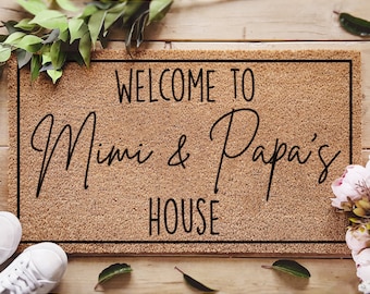 Custom Grandparents Doormat, Welcome to Mimi & Papa's House Doormat, Papa's House Doormat, Personalized Grandparents Gifts, Gift For Papa