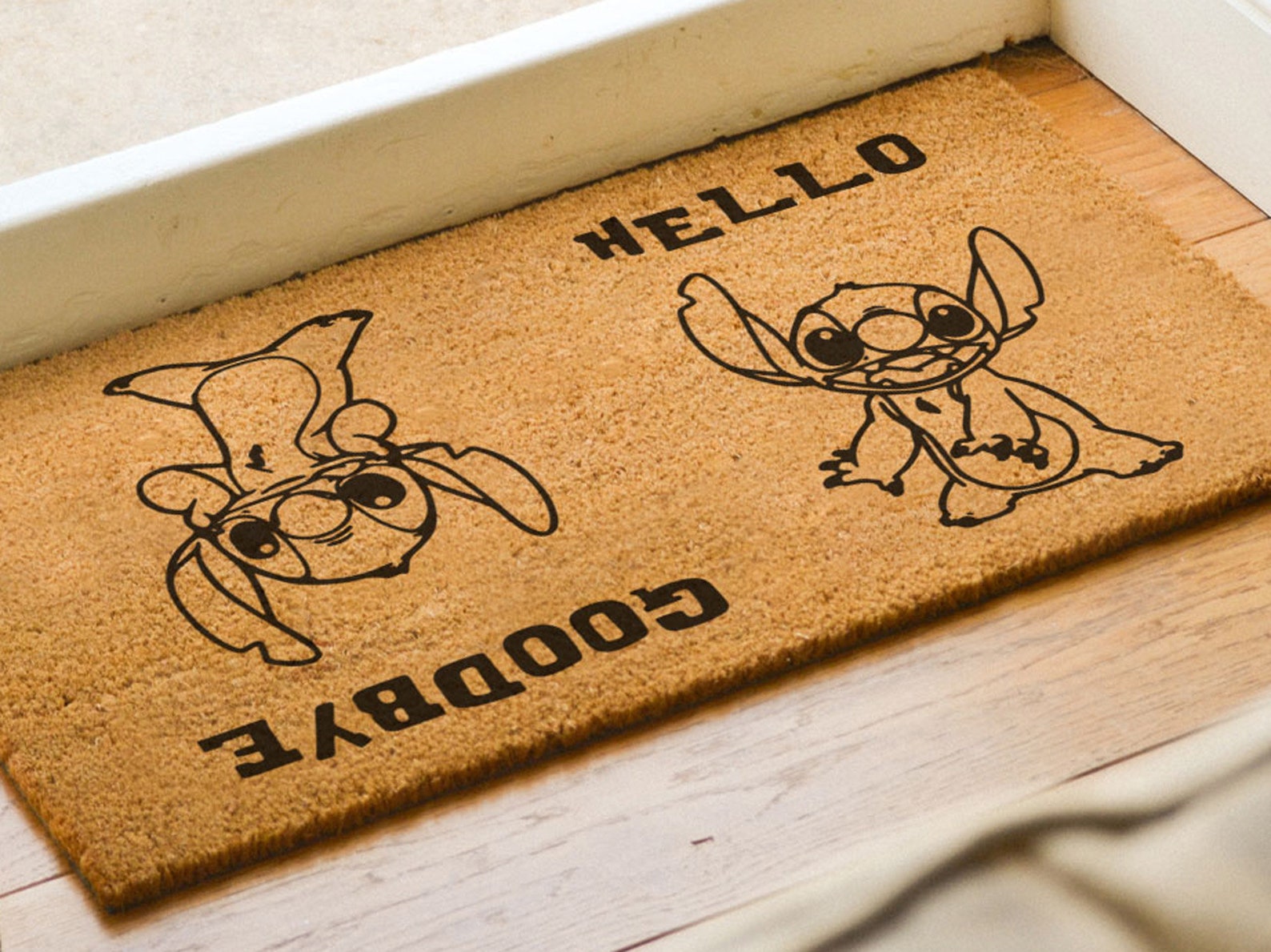 Stitch Hello Goodbye Doormat Lilo and Stitch Cute Disney Etsy