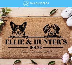 Personalized Housewarming Gift - Welcome Rug for Dog Lovers - Dog Breeds Gift - Handcrafted Personalized Dog Doormat - Custom Pet Mat image 1