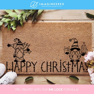 Happy Holidays  Doormat - Christmas Lovers - Funny Christmas Doormat - Gnome - Christmas Gift - Christmas Mat - Funny Porch Decor