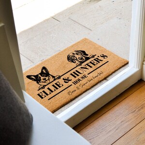 Personalized Housewarming Gift - Welcome Rug for Dog Lovers - Dog Breeds Gift - Handcrafted Personalized Dog Doormat - Custom Pet Mat image 2
