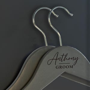 Personalized Groom Wedding Hangers - Custom Name Hangers for Groom - Wooden Groom Hangers - Personalized Wedding Hangers for - Name Hangers