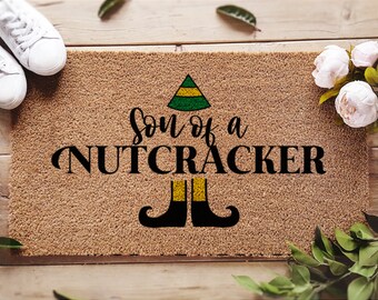 Son Of A Nutcracker - Elf Doormat - Will Ferrel Elf Doormat - Holiday Outdoor Porch Decor - Funny Christmas Doormat