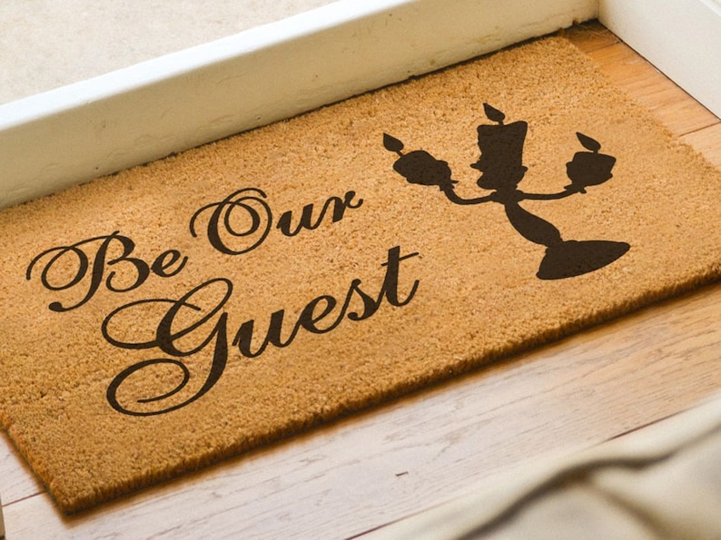 Be Our Guest Disney Doormat Disney Welcome Mat Disney Home Decor Disney Housewarming Gift image 2