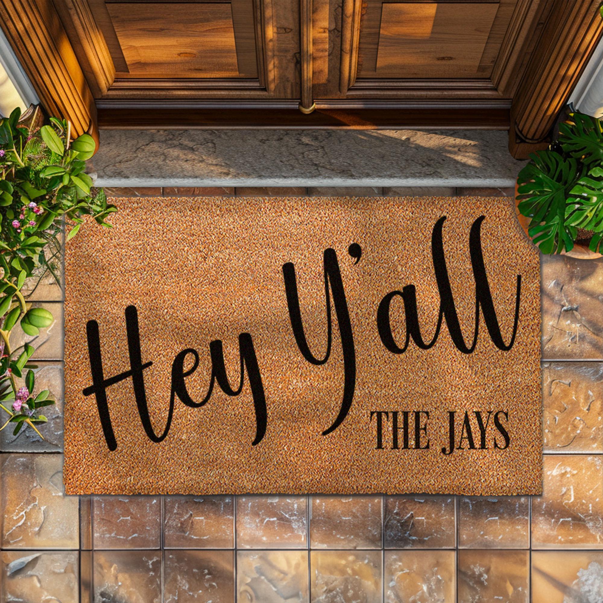 HeyPersonalized Last Name Doormat with EST - [Your Last Name] Doormat - Custom Welcome Mat - New Home Housewarming Gift
