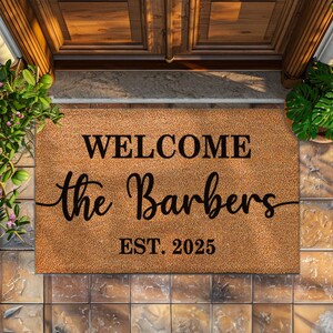 Realtor Welcome Decor - Personalized Last Name Doormat - Custom Family Name Door Mat - Housewarming Gift - Custom Doormat Closing Gift