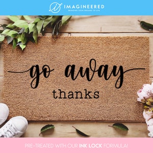 Go Away Thanks Door Mat - Minimalist Doormat - Funny Home Decor - Gifts For Him - Gifts For Her - Personalized Doormat - Funny Family Gift