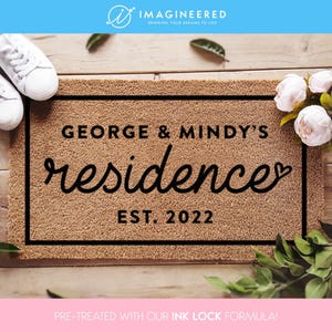 Family Residence Welcome Mat - Custom Established Welcome - Housewarming Gift - New Home Gift Door Mat - Couple Gifts - Gifts For Partners
