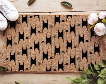 Welcome Mat, Modern Abstract Doormat, Funky Cat Mat, Stylish Welcome Mat for Your Home, Entryway Rug, Cat Lovers, Gift