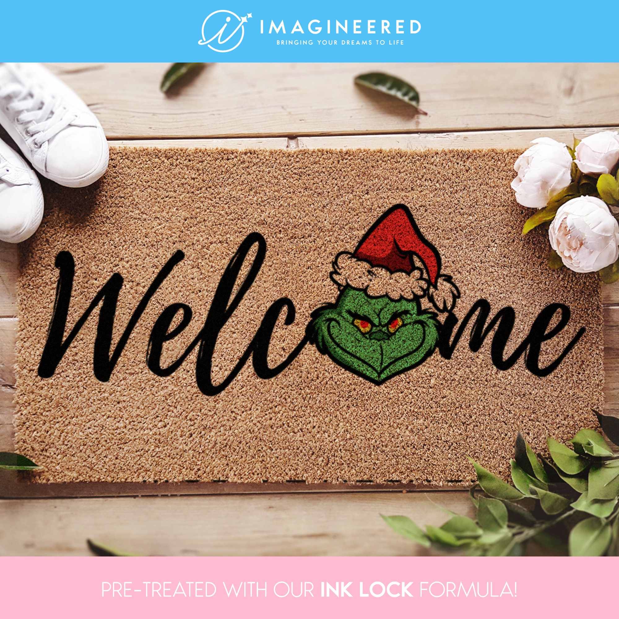 Grinch Türmatte - Lustige Feiertags Fußmatte - Grinch Outdoor Teppich - Lustige Weihnachtsmatte - Weihnachtsferien Veranda Dekor