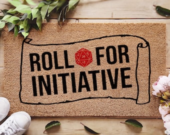 Roll For Initiative Door Mat - Dungeons & Dragons Door Mat - D20 - Initiative Doormat - Customized Doormats - Dungeon Master - Gifts For Him