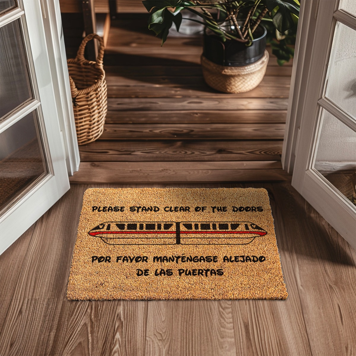 Red Disney Monorail Door Mat - Please Stand Clear of the Doors Rug - Disneyland - Disneyworld Monorail Welcome Mat - Custom Coir Mat - Etsy