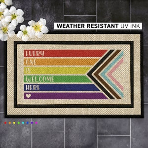 Rainbow Pride Personalized LGBT Doormat - Custom Name Welcome Mat for LGBTQ+ Home