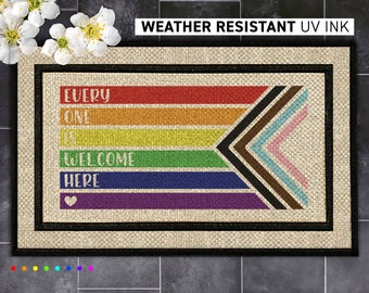 Rainbow Pride Personalized LGBT Doormat - Custom Name Welcome Mat for LGBTQ+ Home