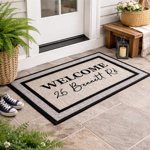 New Home Personalized Outdoor Rug - Housewarming Gift - Personalized Door Mat - Gifts For Them - Closing Gift Door Mat - Washable Custom Rug