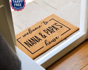 Felpudo de bienvenida para abuelos - Felpudo personalizado - Regalo para la decoración del hogar de los abuelos - Felpudo de fibra de coco personalizado - Regalos para abuelos - Regalo de inauguración de casa