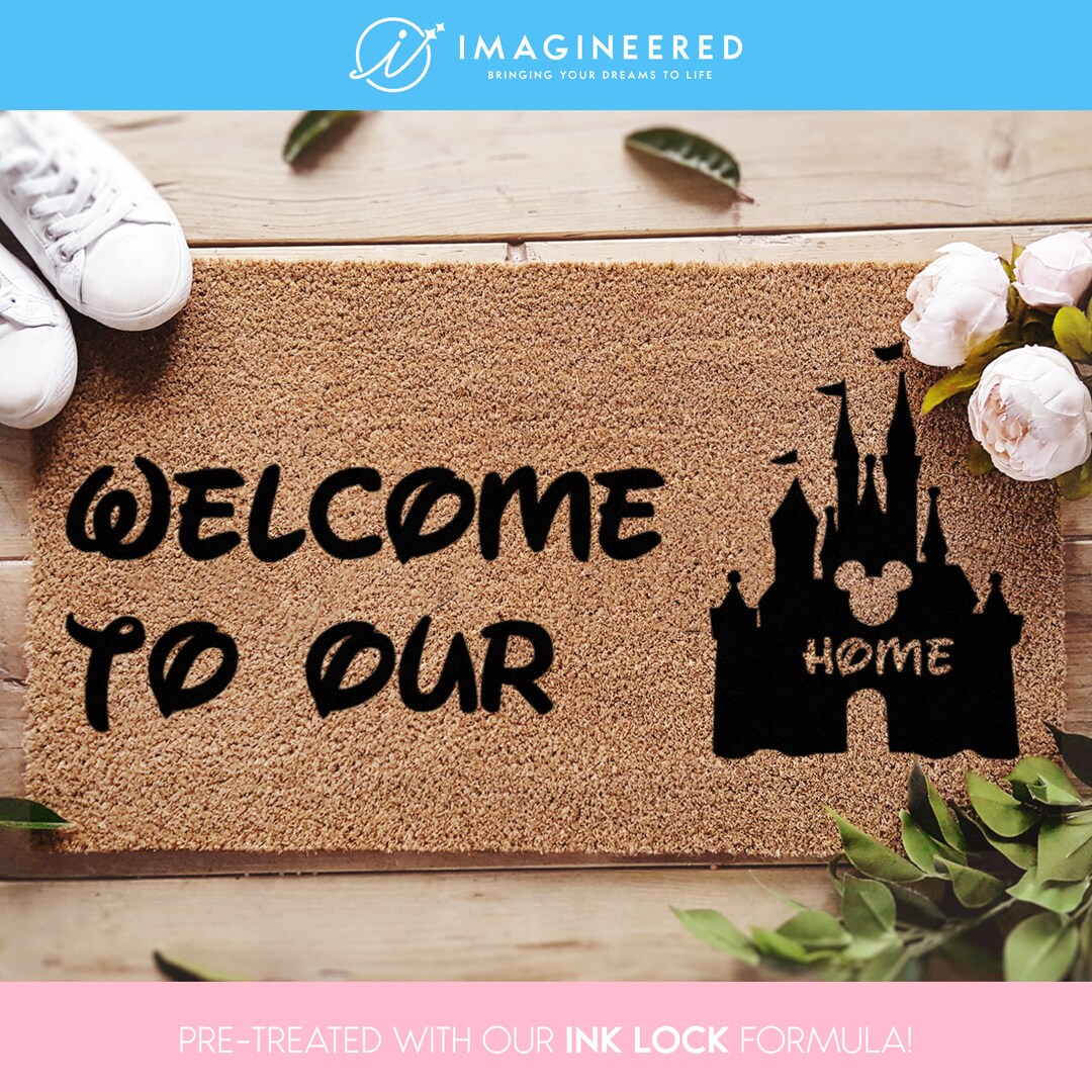 Disney to Our Home Doormat Disney Castle Mickey Etsy
