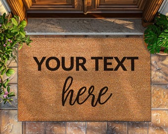 Tu texto aquí - Felpudo personalizado - Felpudo personalizado - Regalo de inauguración de la casa personalizado - Decoración del hogar - Diseña tu propia alfombra de entrada personalizada