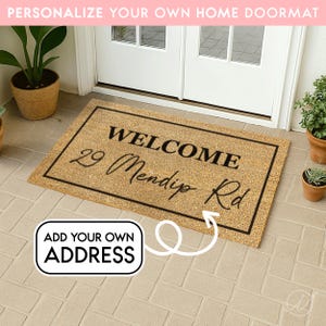 Custom Address Family Name Doormat - Personalized Welcome Mat - Custom Address Design - Wedding/Housewarming Gift - Durable Front Door Rug