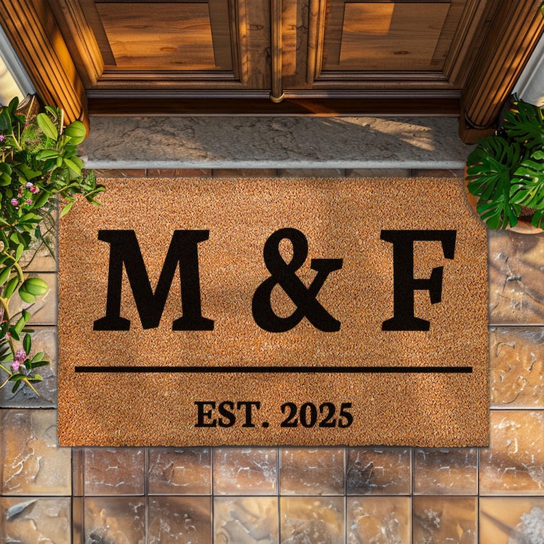 Custom Name Initial Est Doormat - Personalized Welcome Door Mat - Him ...