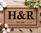 Custom Bordered Initial Doormat - Monogram Surname - Doormat Personalized - Custom Doormat - Closing Gift - Wedding Gift - Christmas Gift