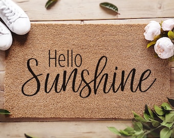 Hello sunshine doormat  - custom welcome mat - funny gift  - closing gift - custom rug - funny doormat - new home gift