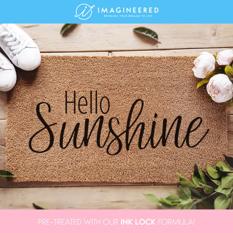 a welcome mat with the words hello sunshine on it