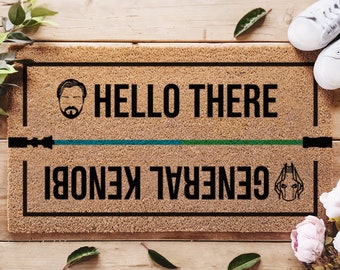 Star Wars Quote Lightsaber Mat - Hello There General Kenobi - ROTS - Funny SW Mat - Disney Star Wars Lovers - Starwars Gifts - Gifts For Him