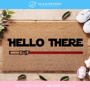 Star Wars Hello There Lightsaber Door Mat - Star Wars Lovers - Starwars Gifts - Personalized Door Mat - Disney Doormat - SW - Gifts For Him image 3