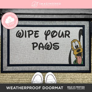 Wipe Your Paws Doormat - Disney Home Decor - Porch Decor - Pluto Dog - Disney Decor - Porch Decor - Home Decor - Welcome Rug