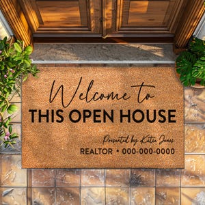 Real Estate Doormat - Realtor Gifts - Open House Welcome Mat - Custom Open House Doormat - Custom Doormat - Personalized Realtor Doormat