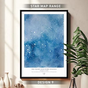 Impresión de mapa de estrellas personalizada, regalo de aniversario de la noche que conocimos, impresión de cielo nocturno, póster de mapa de estrellas, regalo de boda, impresión de constelación, regalo personalizado