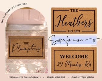 Personalised New Home Doormat | Custom Welcome Mat | Family Name Coir Housewarming Gift