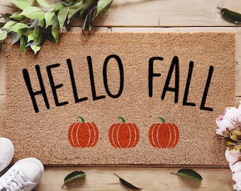 Hello Fall Doormat - Porch Decor - Fall Decor - Welcome Mat - Fall Doormat - Fall Door Mat - Fall Decorations - Fall Rug