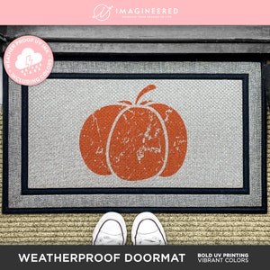 Distressed Pumpkin Outdoor Personalised Rug - Fall Pumpkin Doormat - Seasonal Decor - New Home Welcome Mat - Washable Custom Rug Gift Idea