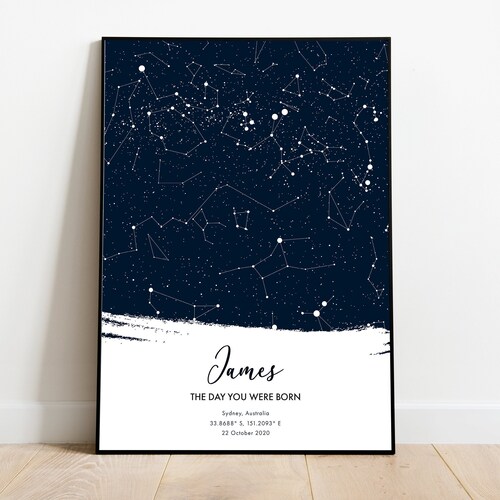 On the Day You Were Born Print Birthday Star Map Night Sky - Etsy