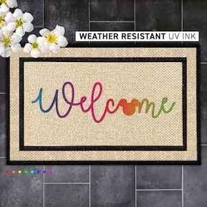 Customized Disney&#39;s Rainbow Welcome Doormat - Personalize Your Entryway with Magical Charm