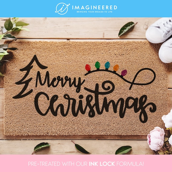 Xmas Holiday Doormat - Christmas Welcome Rug - Merry Christmas Festive Doormat - Festive Porch Decorations - Xmas Holidays - Family Gifts