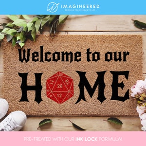 Dungeon Dragons Door Mat - Welcome To Our Home - D20 - DnD - Initiative Doormat - Custom Mats - Fandom Gifts - Gifts For Him - Gifts For Her