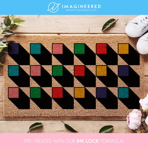 Boho Chic Bauhaus Inspired Doormat, Modern Entryway Décor, Geometric Bauhaus Style Doormat, Unique Home Accessory